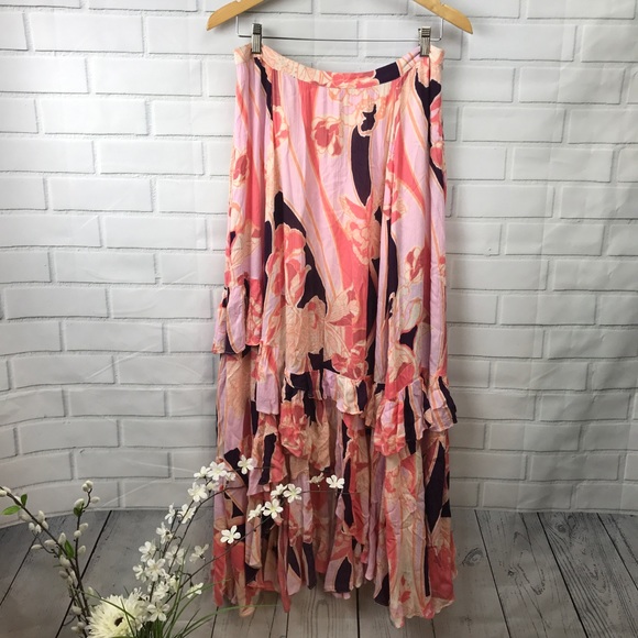 NWT Free People Floral Maxi Skirt Pink